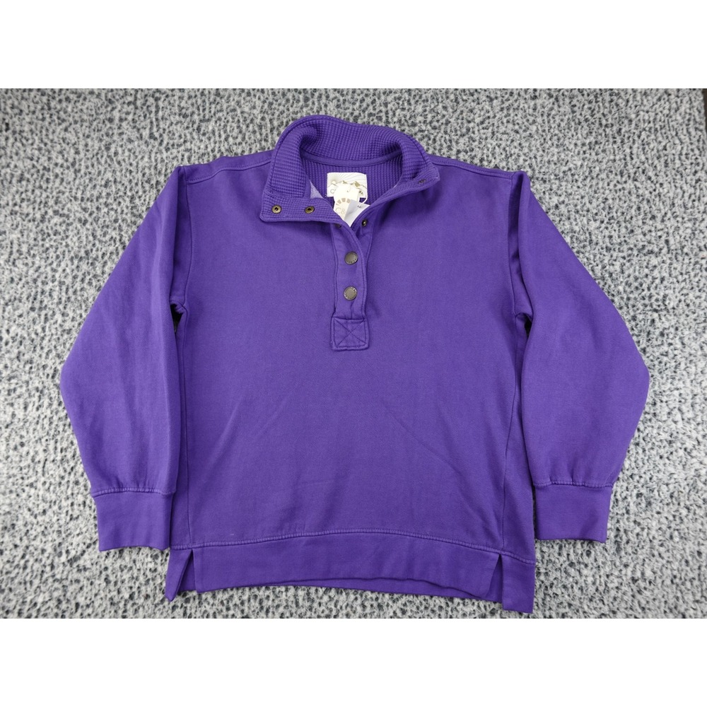 C&C California Pullover Sweatshirt Womens Small Purple New Button‎ Fleece Mock